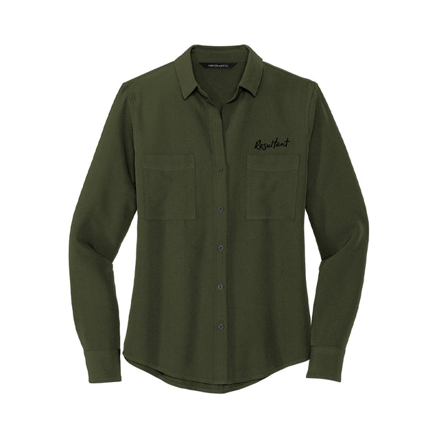MERCER+METTLE Women's Stretch Crepe Long Sleeve Camp